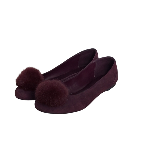 Michael Kors Remi Deep Purple Suede Pompom Flats - Picture 14 of 14